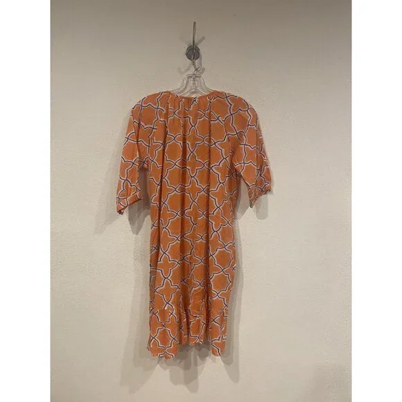 Roberta Roller Rabbit Dress Womens Small Orange Print Boho Tunic Cover Up Beach - Picture 4 of 5
